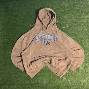 Vintage Grey Boxy Embroidered University of Kentucky Wildcats College Hoodie